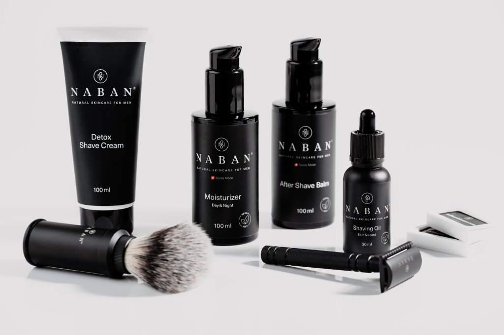 Naban soin cosmétique naturel suisse innovant pour homme, hydratation, rasage, anti-âge, bien-être.